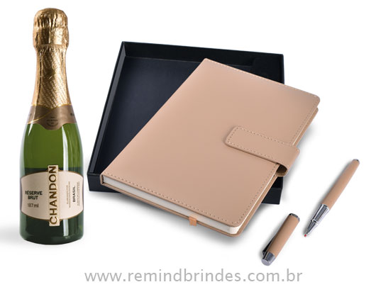 Kit Bebida - Chandon 187 mL e 1 Kit Caderneta e Caneta de Metal