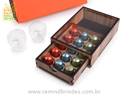 Kit Café Espresso Pro com Copos de Parede Dupla e Porta-Cápsulas