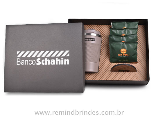 Kit Café Thermal com Copo Térmico, Porta-Copo e Café Drip Coffee Orfeu