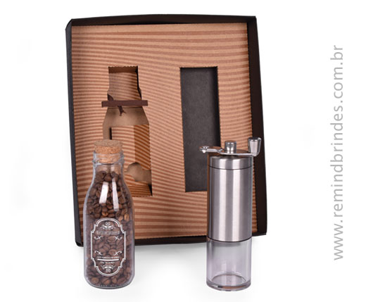 Kit Café - Moedor e Pote de Café Grãos