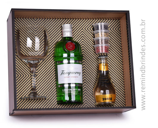 Kit Bebida - Gin Tanqueray, Tônica, Taça com 4 Especiarias