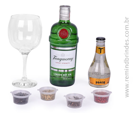 Kit Bebida - Gin Tanqueray, Tônica, Taça com 4 Especiarias