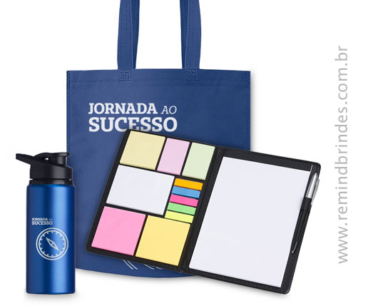 Kit Onboarding Focus - Kit Anotação com caneta, Squeeze e Sacola Biodegradável