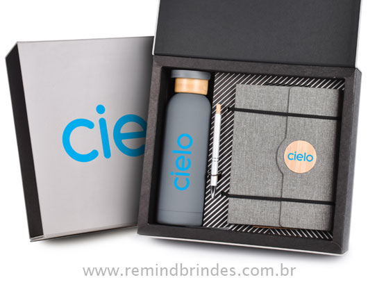 Kit Onboarding Eco Executive 3 Peças com Garrafa Térmica, Caderneta e Caneta