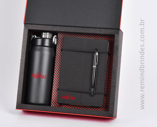 Kit Onboarding Executive 3 Peças com Garrafa Térmica, Caderneta e Caneta