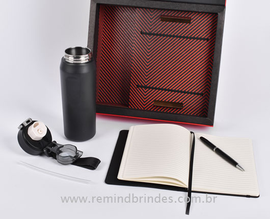 Kit Onboarding Executive 3 Peças com Garrafa Térmica, Caderneta e Caneta