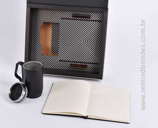 Kit Onboarding Eco Executive 2 Peças com Caneca Inox Parede Dupla e Caderneta Bambu