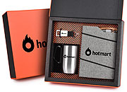 Kit Onboarding Executive 4 Peças com Caneca Inox Parede Dupla, Caderneta, Caneta e Chaveiro
