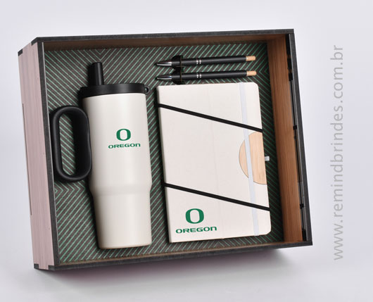 Kit Onboarding Personalizado 4 Peças com Caneca Térmica, Caderneta Ecológica e Canetas
