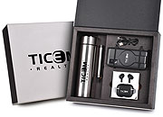 Kit Executive Tecnológico 5 Peças com Garrafa Térmica, Power Bank, Fone, Caderneta e Caneta Personalizado