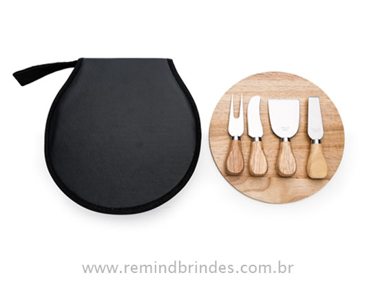 Kit Queijo e Gourmet Executive com Sacola, Tábua, Espátulas, Azeite e Temperos Personalizado