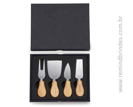 Kit Queijo e Gourmet Executive com Bolsa Térmica, Espátulas e 3 Temperos Personalizado