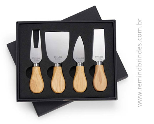 Kit Queijo e Gourmet Executive com Bolsa Térmica, Espátulas e 3 Temperos Personalizado