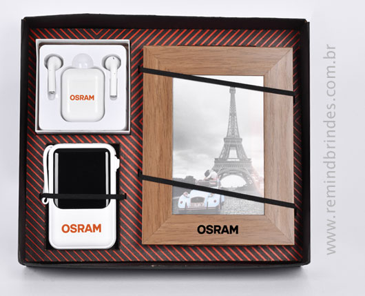 Kit Onboarding Smart Tech com Fone Bluetooth, Carregador Portátil e Porta Retrato
