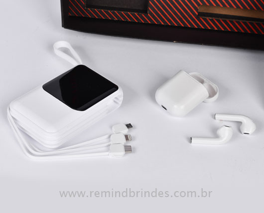 Kit Onboarding Smart Tech com Fone Bluetooth, Carregador Portátil e Porta Retrato