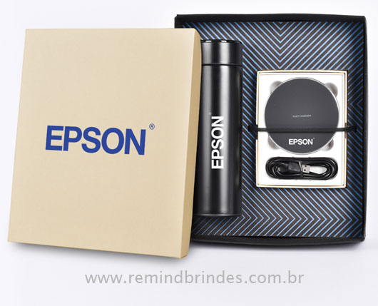 Kit Onboarding Executive 2 Peças com Garrafa Térmica Digital e Carregador Indução