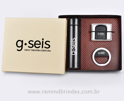 Kit Onboarding Executive 3 Peças com Garrafa Térmica Digital, Fone Bluetooth e Ring Light