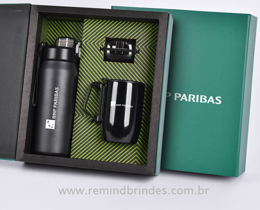 Kit Onboarding Executive 3 Peças com Garrafa Térmica, Caneca Inox e Fone Bluetooth
