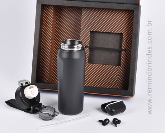 Kit Onboarding Executive 2 Peças com Garrafa Térmica e Fone Bluetooth
