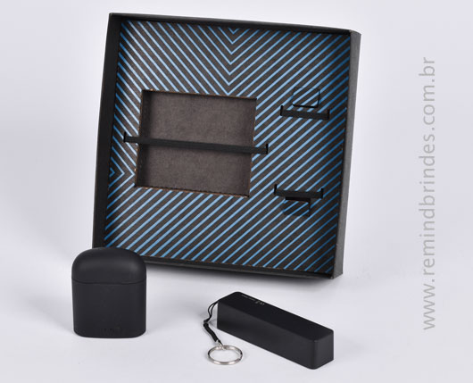 Kit Onboarding Tech 2 Peças com Fone Bluetooth e Power Bank Chaveiro